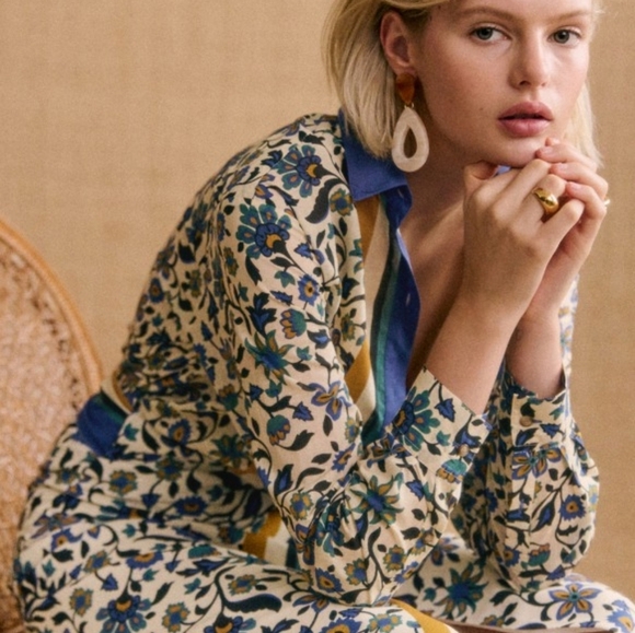 Sezane x Momoni Maxy Shirt in Arabesque Blue size 36 - Picture 3 of 11